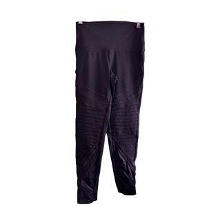 Aerie Chill Play Move Black Moto Ribbed Mesh High Waisted Leggings Small